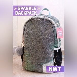 More Than Magic 16.5” Girls Backpack Glitter Sparkle Pom Pom School Bag NWT
